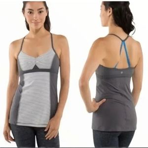 Lululemon Women's Bend And Flow Tank Top in Hyper Stripe Gray and White Size 6